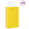 vidaXL Sacs en papier 50 pcs avec poign&eacute;es jaune 21x11x36 cm
