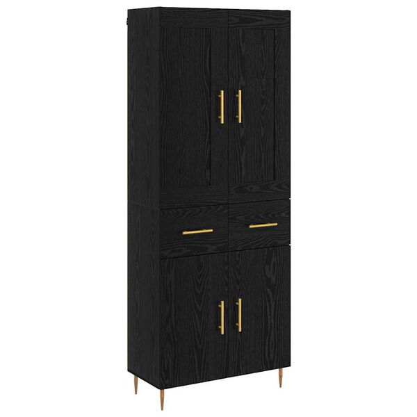 Haut Armoire Ch&ecirc;ne noir 69,5 x 34 x 180 cm Bois d'ing&eacute;nierie
