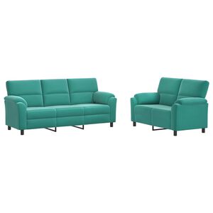 vidaXL Ensemble de Canap&eacute;s 2 pcs Turquoise Velours