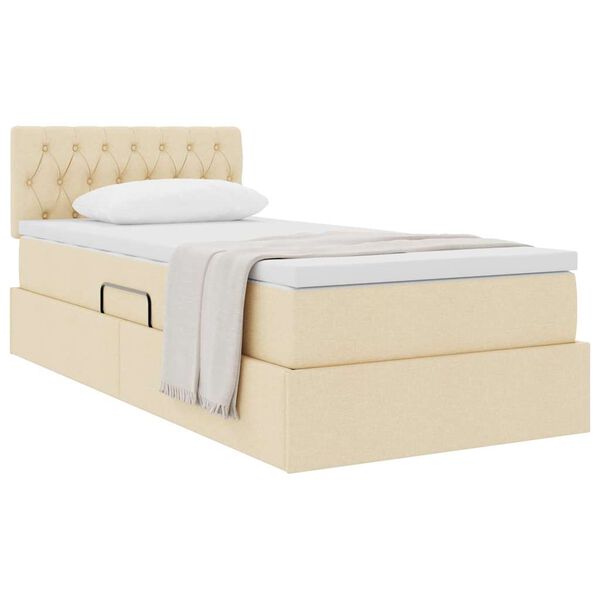 vidaXL Lit avec rangement et matelas avec matelas Cr&egrave;me 100 x 200 cm