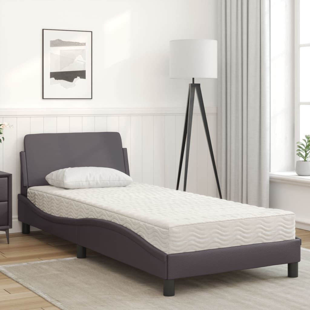 vidaXL Lit avec matelas gris 80x200 cm similicuir