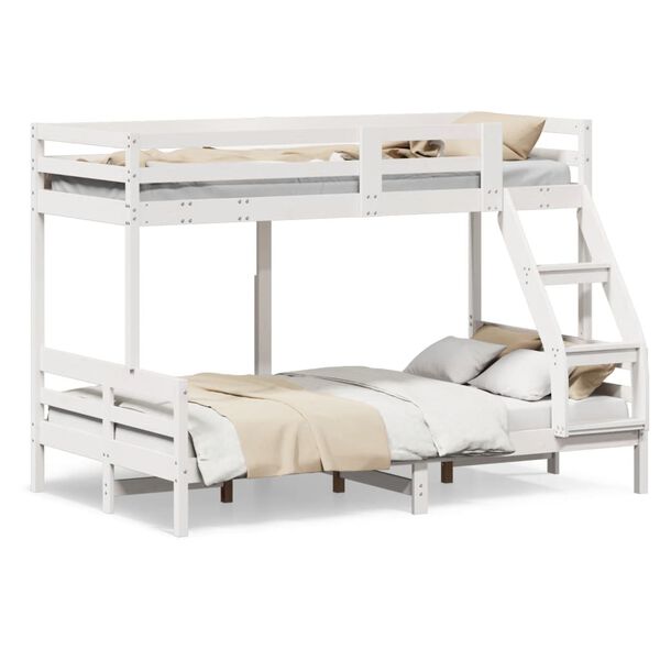 vidaXL Lit superpos&eacute; sans matelas 90x200/120x200 cm blanc bois massif