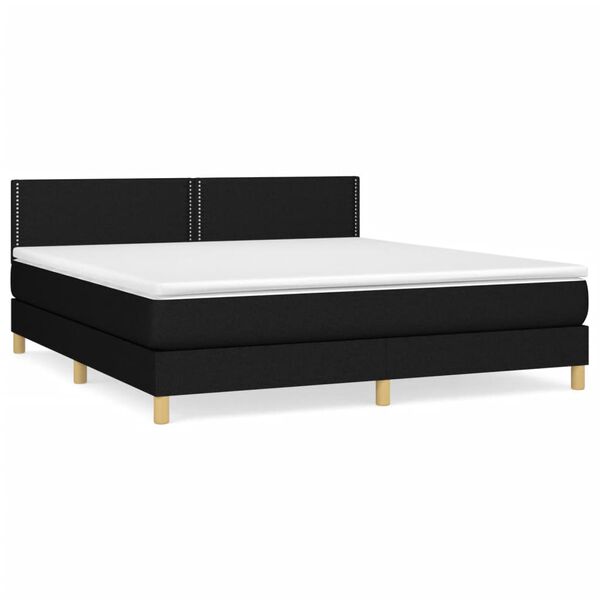 vidaXL Sommier &agrave; lattes de lit avec matelas Noir 160x200 cm Tissu