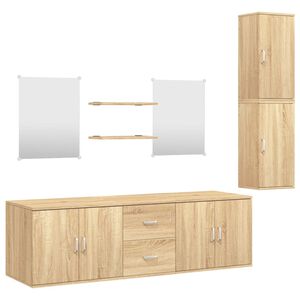 vidaXL Ensemble de meubles salle de bain 7 pcs ch&ecirc;ne bois d'ing&eacute;nierie