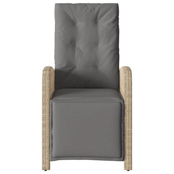 vidaXL Chaise inclinable de jardin et repose-pied mélange beige rotin
