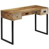 vidaXL Bureau Bois de manguier massif et cuir véritable 117x50x76 cm