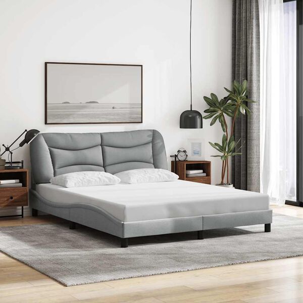 vidaXL Cadre de lit sans matelas Hvar gris clair 160x200 cm tissu