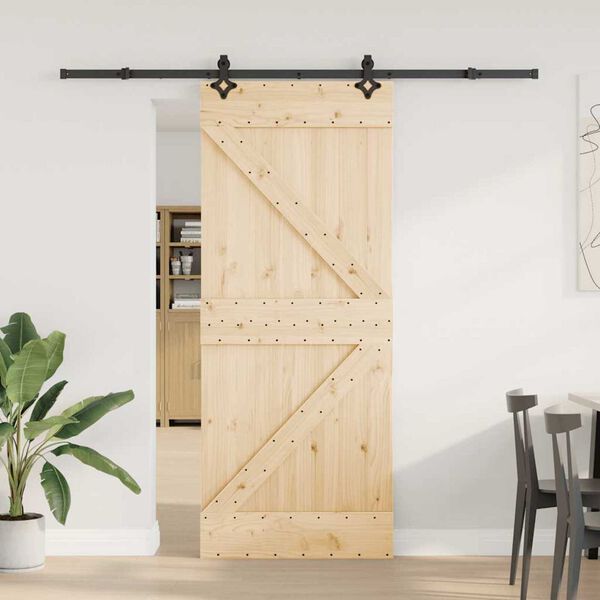 vidaXL Porte coulissante et kit de quincaillerie 85x210 cm pin massif