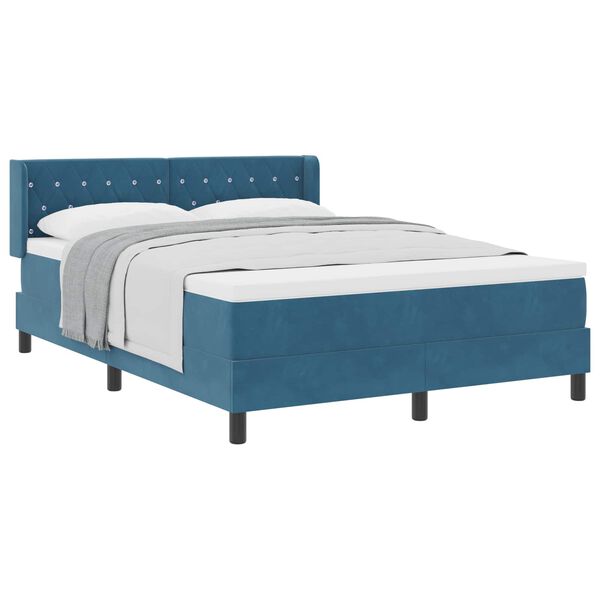 vidaXL Lit &agrave; ressorts avec matelas Bleu fonc&eacute; 200 x 160 cm Polyester