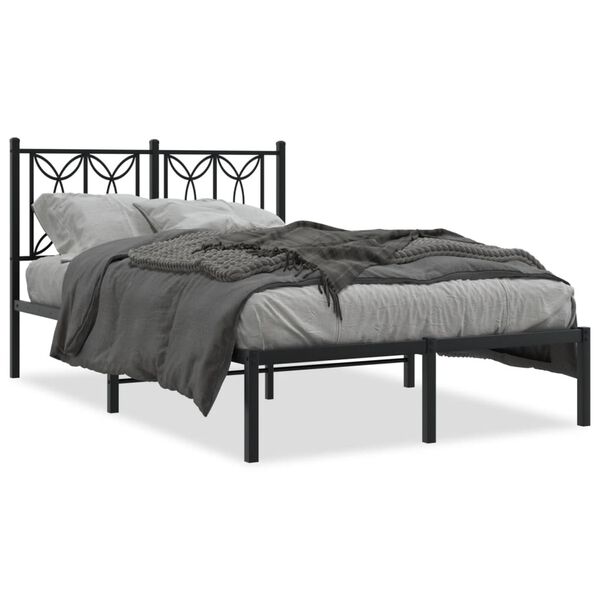 vidaXL Cadre de lit métal sans matelas avec tête de lit noir 120x200cm
