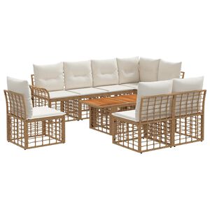 vidaXL Ensemble de canap&eacute; de jardin 9 pc Blanc Naturel et Cr&egrave;me