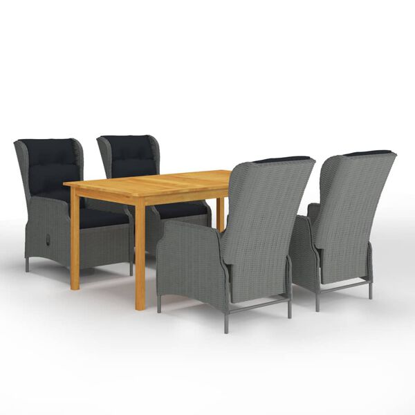 vidaXL Ensemble &agrave; manger de jardin 5 pcs Gris clair