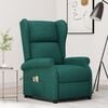 vidaXL Fauteuil de massage Vert fonc&eacute; Tissu