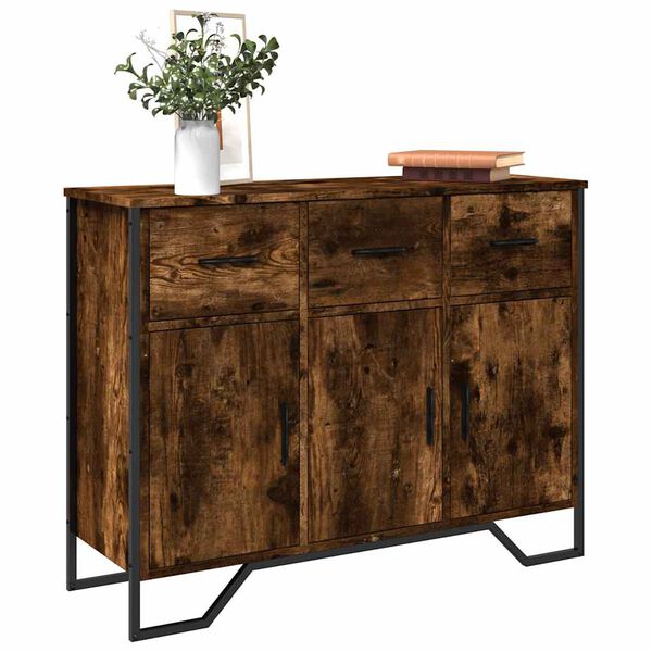 vidaXL Buffet ch&ecirc;ne fum&eacute; 97x32,5x74,5 cm bois d'ing&eacute;nierie