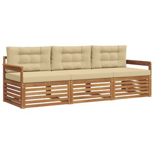 vidaXL Ensemble de canap&eacute;s d'ext&eacute;rieur 3 pcs Naturel et Beige
