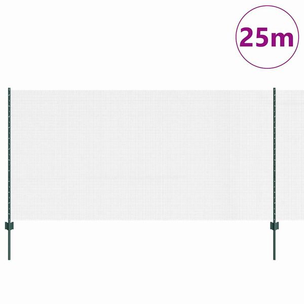 vidaXL Cl&ocirc;ture avec poteau Vert 1,2 x 25 m Acier et PVC