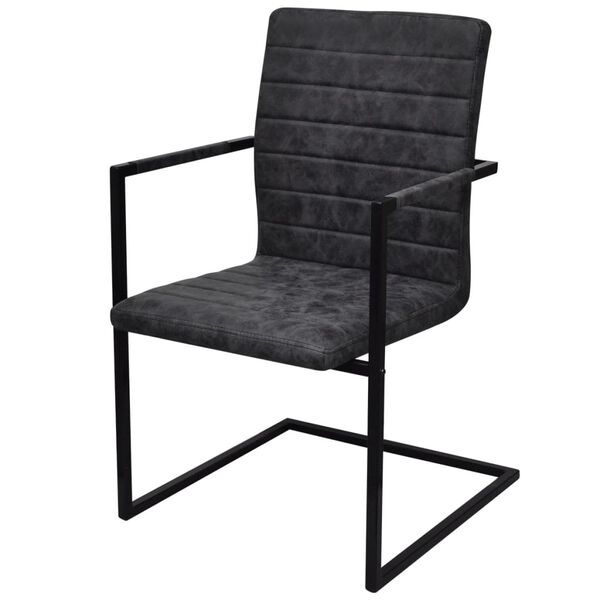 vidaXL Chaises à manger cantilever lot de 6 noir similicuir