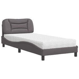 vidaXL Lit avec matelas Hvar gris 90x200 cm similicuir