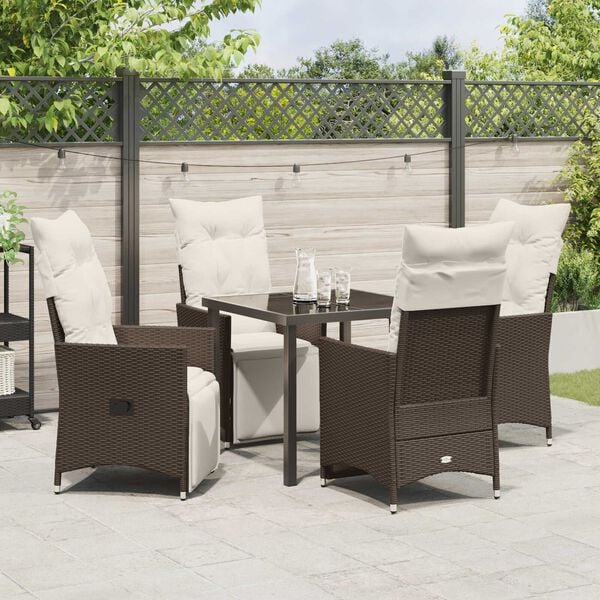 vidaXL Ensemble de salle à manger pour jardin 5 pcs Marron Poly rotin