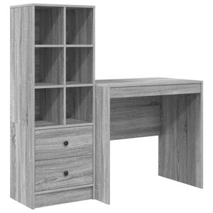 vidaXL Bureau avec tiroir avec &eacute;tag&egrave;re avec stockage 2 pcs Gris Sonoma