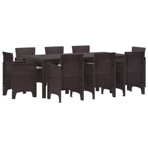 vidaXL Ensemble de salle &agrave; manger pour jardin 9 pcs Marron