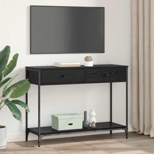 vidaXL Table console Ch&ecirc;ne noir 100 x 34,5 x 75 cm Bois d'ing&eacute;nierie