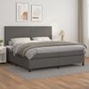 vidaXL Sommier &agrave; lattes de lit avec matelas Gris 200x200 cm Similicuir