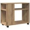 vidaXL Table d'appoint avec roues ch&ecirc;ne artisanal bois d'ing&eacute;nierie