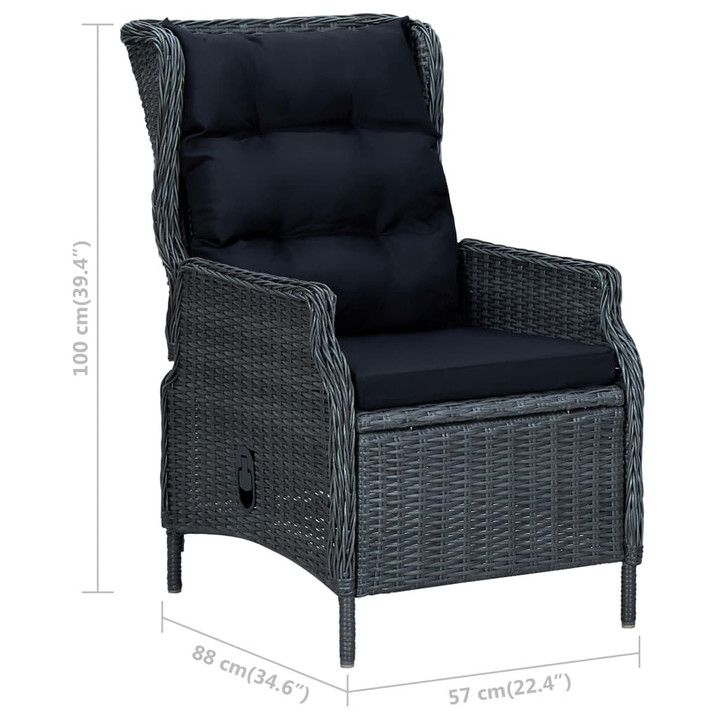 vidaXL Ensemble à manger 9 pcs avec coussins résine tressée gris foncé
