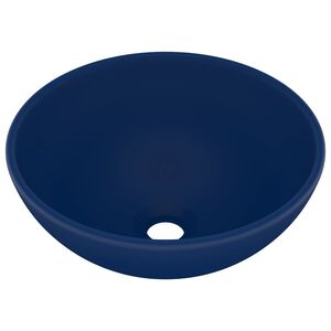 vidaXL Lavabo rond de luxe de salle Bleu foncé mat 32,5x14cm Céramique