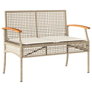 vidaXL Banc de jardin avec coussin beige r&eacute;sine tress&eacute;e et acacia