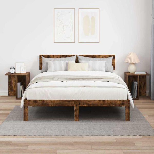 vidaXL Table d'appoint 2 pcs Ch&ecirc;ne fum&eacute; 37 x 32 x 40 cm