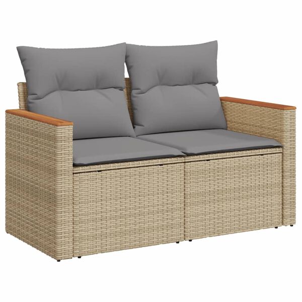 vidaXL Salon de jardin avec coussins 6pcs m&eacute;lange beige r&eacute;sine tress&eacute;e
