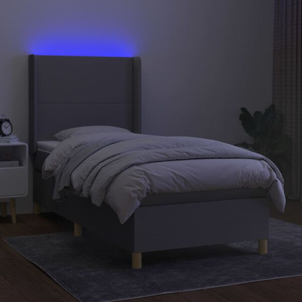 vidaXL Sommier &agrave; lattes de lit matelas LED Gris clair 80x200cm Tissu