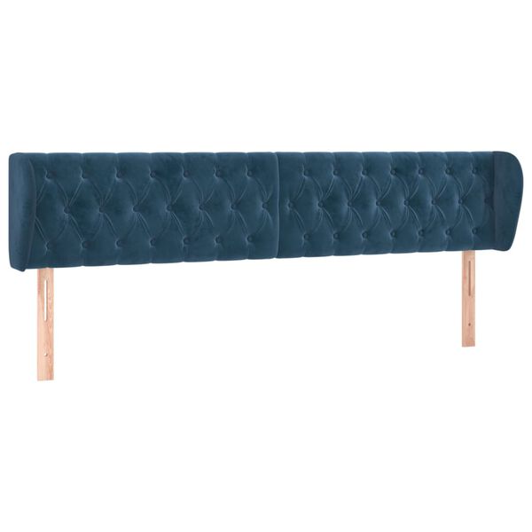 vidaXL Tête de lit avec oreilles Bleu foncé 203x23x78/88 cm Velours