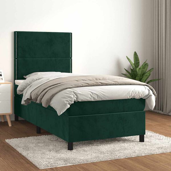 vidaXL Sommier &agrave; lattes de lit avec matelas Vert fonc&eacute; 100x200 cm