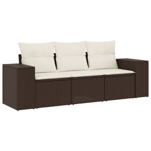 vidaXL Salon de jardin avec coussins 3 pcs marron r&eacute;sine tress&eacute;e
