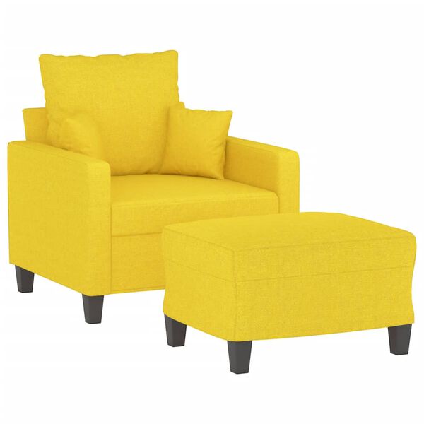 vidaXL Fauteuil avec repose-pied Jaune clair 60 cm Tissu