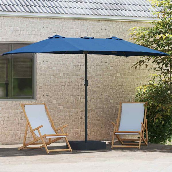 vidaXL Parasol de jardin Bleu 385 x 209 x 244 cm tissu