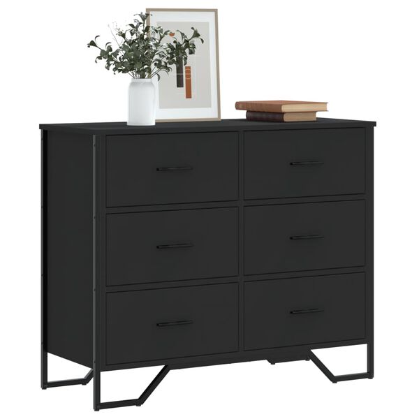vidaXL Commode noir 91x35,5x74,5 cm bois d'ing&eacute;nierie