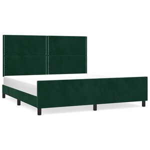 vidaXL Cadre de lit sans matelas vert fonc&eacute; velours