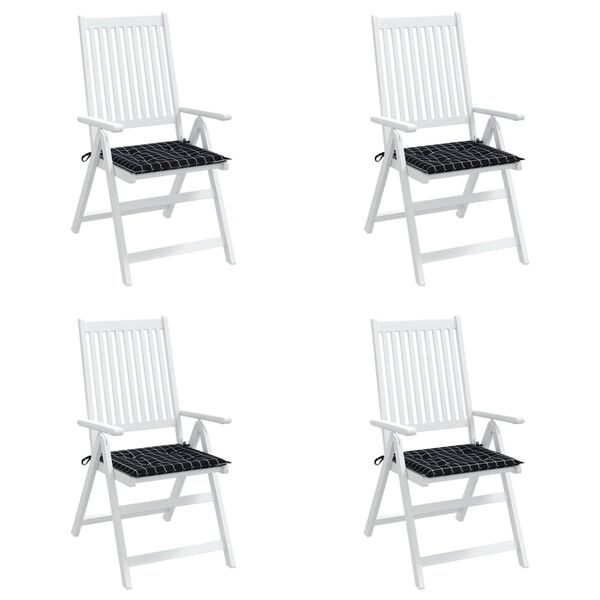 vidaXL Coussins de chaise de jardin lot de 4 motif &agrave; carreaux noir