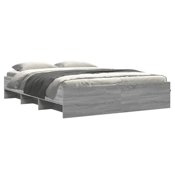 vidaXL Cadre de lit sans matelas sonoma gris 150x200 cm