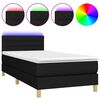 vidaXL Sommier &agrave; lattes de lit avec matelas et LED Noir 90x190cm Tissu
