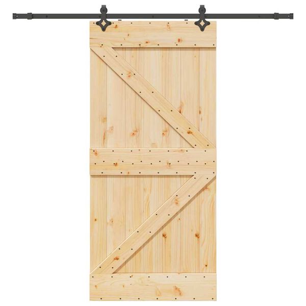 vidaXL Porte coulissante et kit de quincaillerie 90x210 cm pin massif