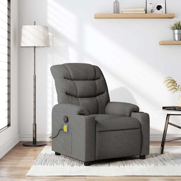 vidaXL Fauteuil de massage inclinable Gris fonc&eacute; Tissu