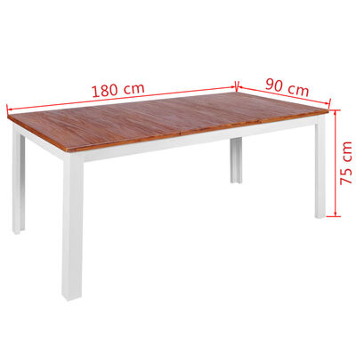 vidaXL Table à manger Bois de teck massif et d'acajou 180 x 90 x 75 cm
