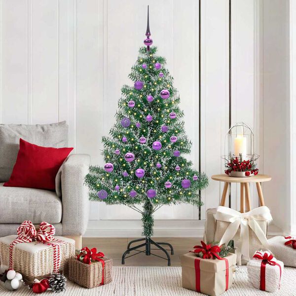 vidaXL Arbre de No&euml;l artificiel floconn&eacute; de neige avec lumi&egrave;re LED