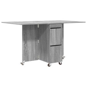 vidaXL Table &agrave; d&icirc;ner 140 x 80 x 77 cm Bois d'ing&eacute;nierie Sonoma gris