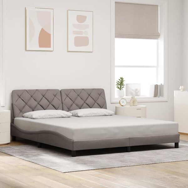 vidaXL Cadre de lit avec LED sans matelas taupe 200x200 cm tissu